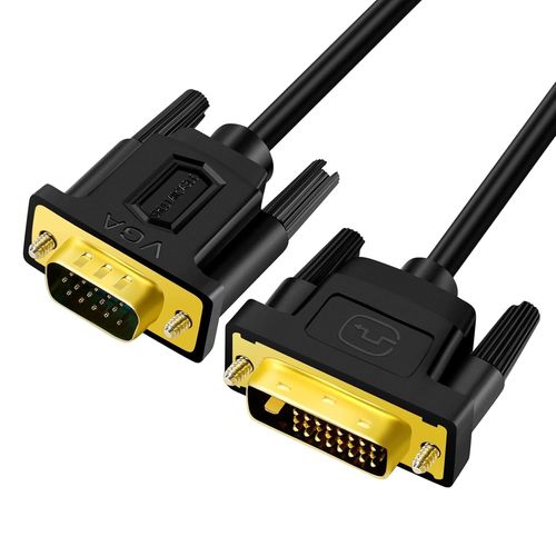 KALANKA-Câble DVI vers VGA, DVI 24+1 DVI-D Mâle à VGA Mâle avec Puce câble Adaptateur Convertisseur, pour PC DVD moniteur HDTV (1M)