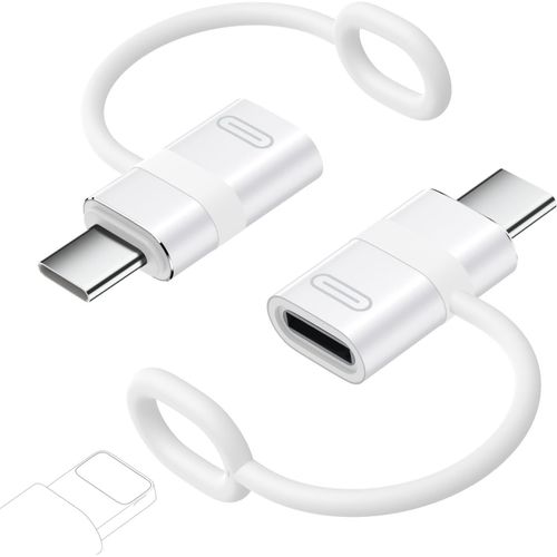 Adaptateur Lightning vers USB C 2 pièces,Adaptateur USB-C vers Lightning avec Charge Rapide 60W PD pour iPhone 15/16 Pro Max/Plus,Galaxy S24,iPad,Pas pour Ecouteurs/OTG,Blanc