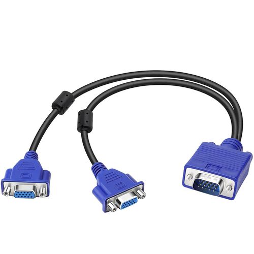 GUEB-Câble Répartiteur Vga Double Vga 1 Mâle Vers 2 Femelles Adaptateur Convertisseur Vga Vidéo Y Câble Cordon Pour La Duplication D'Écran