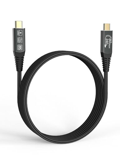 cable thunderbolt 5 0.5m,80gbps 240W Câble USB C transfert de données,Transmission Video 16K/8K@60Hz Câble USB C vers USB C Pour MacBooks,iPad,Hub,Dock,M3,SSD,eGPU,Laptops,Display,Monitor