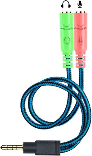 Audio Adaptateur, Audio Stéréo Répartiteur Cable [ Casque Microphone Double Jack 3,5mm Femelle vers Audio 3,5mm Male ] pour PS4, Xbox One, PC, Téléphone, Tablette, écouteur, Audio Enceinte