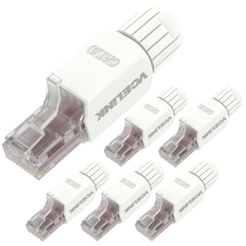 Connecteur RJ45 Sans outil Connecteur Lan Cat6 Sans outil Plaqué or,Cat6 Connecteur réseau modulaire UTP (LSA) pour câble de pose,6 pièces