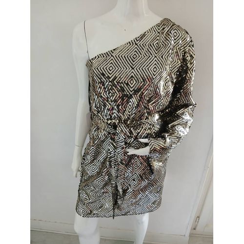 Robe De Soirée Dorée Lofty Manner Taille M Neuve Et Étiquetée