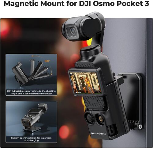 KUWJ-Support Fixation Magnétique Adaptateur D'Extension Compatible Avec Dji Osmo Pocket 3 Base Portable Ajustable À 180°
