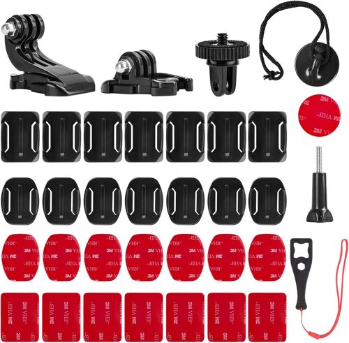 Fixations Adhésives Incurvées, Plates, Patchs Adhésifs Double Face 3M, Casque Support de Fixation, Convient pour GoPro Hero 45678, Session et Autres Caméras de Sport, 35 Pièces