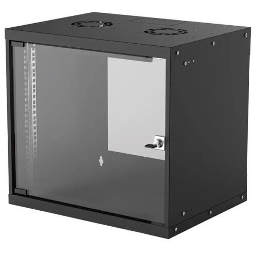 Intellinet Network Cabinet, Wall Mount (Basic), 9U, Usable Depth 340mm/Width 485mm, Black, Flatpack, Max 50kg, Glass Door, 19", Parts for wall installation (eg screws and rawl plugs) not included, Three Year Warranty - Armoire - montable sur mur...