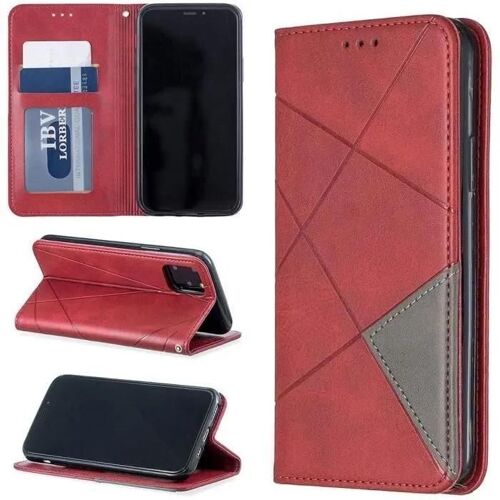 Iphone 11 Pro Coque,Couleur Unie Rhombe Pattern Construit En Magnétique Conception Flip Avec Fonction Support Housse Etui Cuid1653