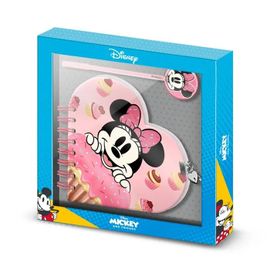 Journal Coeur + Stylo - Disney Minnie Mouse Muffin - Rose - Taille Unique