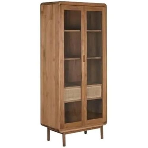 Vitrine - Home Esprit - Multicolore - 80 X 45 X 190 Cm - 2 Portes - Bois Massif