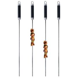 Brochettes En Acier Inoxydable - Bbq - 47 Cm - Lot De 4 - Argent Et Noir