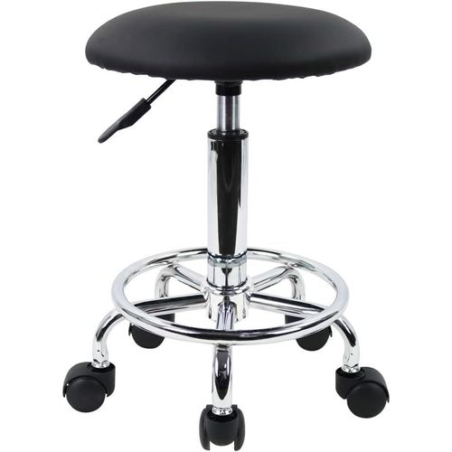 Tabouret À Roulettes De Bureau Tabouret De Bar Réglable En Hauteur 49-64cm En Cuir Synthétique