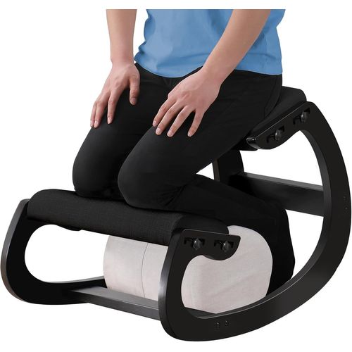 Chaise À Genoux Réglable, Chaise À Bascule Ergonomique En Bois - Améliorez Votre Posture Avec Un Siège Incliné Pour La Maison, Le Bureau(Noir)