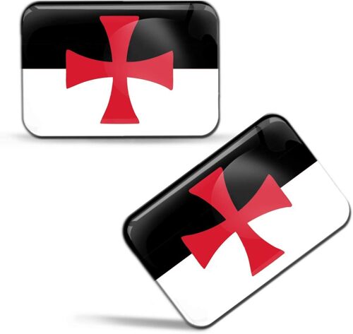 F 75 2 X Flexible 3d Stickers Knights Templar Cross Flag Temple Order Crusades Flag Adhesive Decoration Car Window Door Auto Motorcycle Tuning