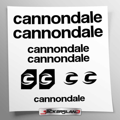 Sticker Kit Compatible With Mountain Bike Chassis And Helmet | Stickers For Bicycles With Logos | ® - Cannondal (Black Gloss)