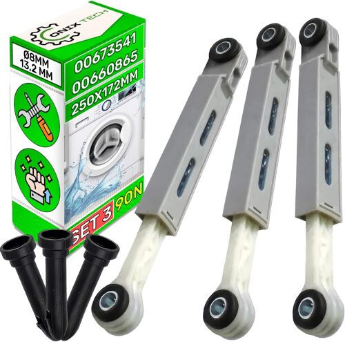 Set of 3 Washing Machine Shock Absorbers with Spindles 90N Ø 8 mm/13.2 mm with Code 00673541 00660865 742719 00742719 for Bosch for Siemens for Balay