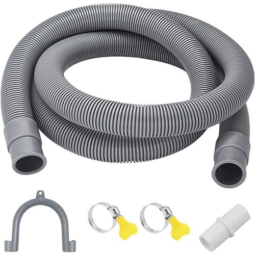 SUBZONAL-Tuyau Machine à Laver 1M/1.5M/2M/3M,Rallonge Tuyau Vidange Machine a Laver,Rallonge Tuyau Lave Vaisselle avec Support et Colliers de Serrage,Rallonge Evacuation pour Lave-Linge,Lave-Vaissell