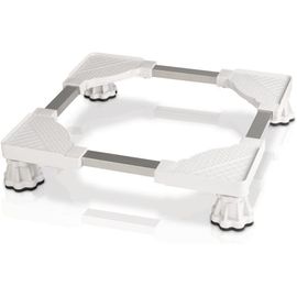 Support De Machine À Laver (Socle Réglable, Largeur Et Longueur Réglables, Cadre De Base Réglable En Hauteur 13-18 Cm, Pour Machine À Laver, Sèche-Linge, Réfrigérateur Jusqu'À 150 Kg) Blanc