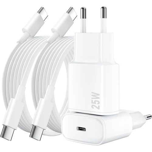 Lot De 2 Pour Chargeur Rapide Iphone, 25w Pd Usb-C Prise Secteur Avec 2m Câble (Iphone 15 25w)