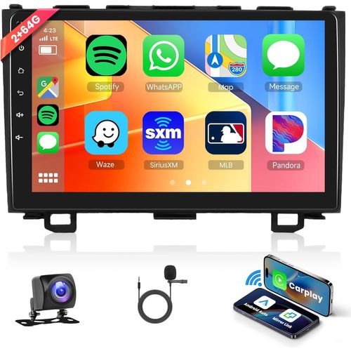 2g+64g Sans Fil Carplay Android Autoradio 2 Din Pour Honda Crv Cr-V 3 2007-2011 Avec Android Auto Gps Navi Wifi 9 Pouces Autoradio Avec Mirror Link Bluetooth Fm/Rds/Eq/Dab/Obd/Dvr/Swc Caméra[Z185]