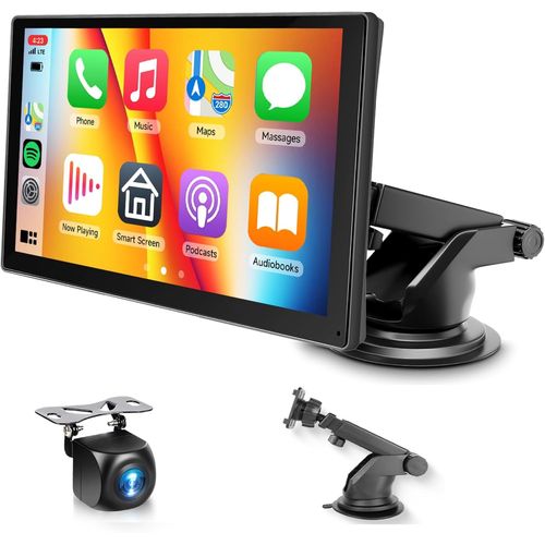 Portable Autoradio Avec Sans Fil Carplay Android Auto, 9 Pouces Ecran Tactile Post Radio Voiture Avec Bluetooth Superlink Commande Vocale Fm Aux Carte Tf, Autoradio Avec Caméra De Recul