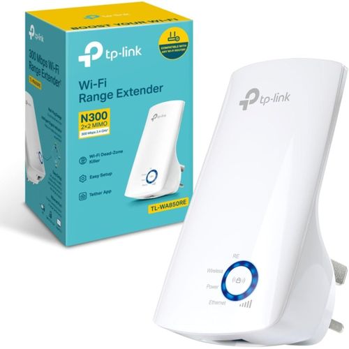 TL-WA850RE N300 Universal Range Extender, Broadband/Wi-Fi Extender, Wi-Fi Booster/Hotspot with 1 Ethernet Port, Plug and Play, Built-in Access Point Mode, UK Plug, White