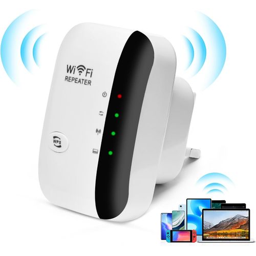WiFi Amplifier 300Mbps 2.4GHz Range Extender Amplifier Compatible with All Wi-Fi Devices, 802.11N/B/G, WPA2 Security, Easy Installation, 50m Coverage