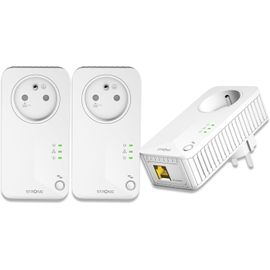Powerline 600 Kit - Trio Powerline Sockets - Powerline Kit - 600 Mbps - Compatible with any Box/Router - 1 Ethernet Port + Filtered Plug - Quick Installation - PL600TRIFRV2 Broadband Internet