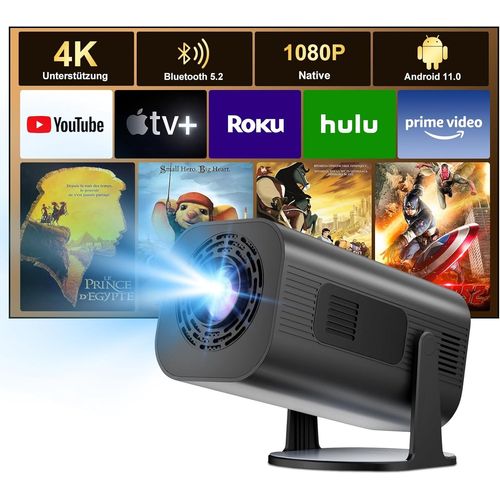 Vidéoprojecteur Portable 2025,Mini Projecteur 4K 1080P 5G Wifi Bt 5.2 Auto Keystone 210°Rotation 9000 Lumens Rétroprojecteur Home Cinema Extérieur