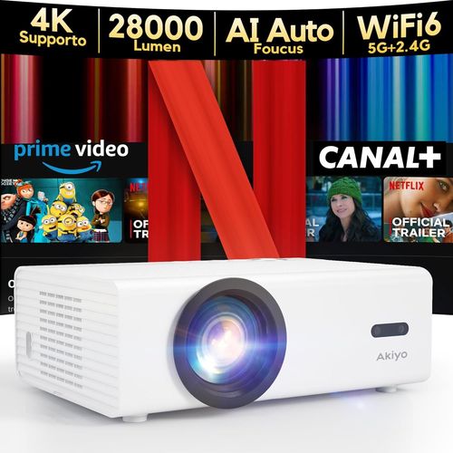 4K Video Projector [Official Netflix/Auto Focus/Keystone] 28000 Lumens O9 Projector with WiFi and Bluetooth 1080P Native, Smart Projector Supported One-Click Netflix/Youtube/PrimeVideo