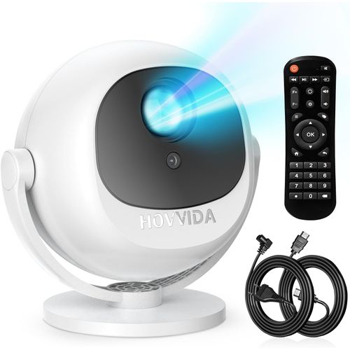 2025 Overhead Projector, Electric Focus, Compatible with 4K 1080P, Portable Video Projector, WiFi 6 Bluetooth 5.2, 360° Rotation, Built-in App