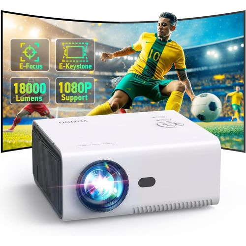 Video Projector, Electric Focus: 18000 Lux 1080P Mini Video Projector, 5G WiFi Bluetooth Video Projector 4K Supported, Portable Home Theater with Zoom for Smartphone Laptop TV Stick HDMI USB