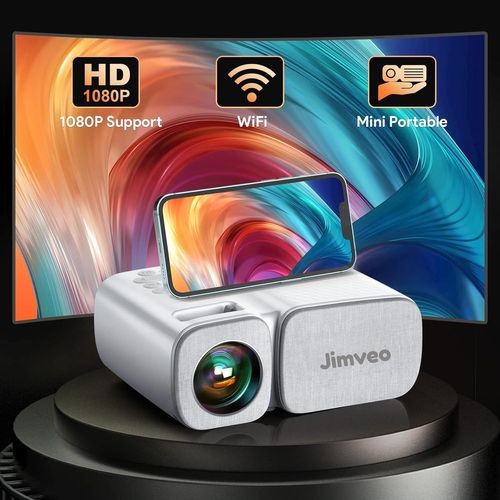 Videoprojecteur, 1080P Mini Projecteur Portable, 20000L Full HD WiFi Retroprojecteur, Video Projecteur Home Cinéma pour Smartphone, Compatible avec HDMI/USB/AV