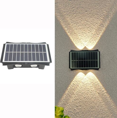 Applique Murale Solaire Pour Extérieur, Jardin, Up And Down - 2 Niveaux D'éclairage Ip65 - Étanche - Sans Fil - Pour Escalier, Balcon, Terrasse (Blanc Chaud)