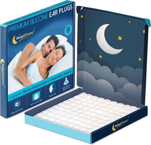 Bouchons D'oreille De Qualité Supérieure Pour Dormir (50 Paires, Blanc) ¿ Bouchons D'oreilles En Silicone Souple Antibruit Pour Un Sommeil Paisible Et Ininterrompu Par 