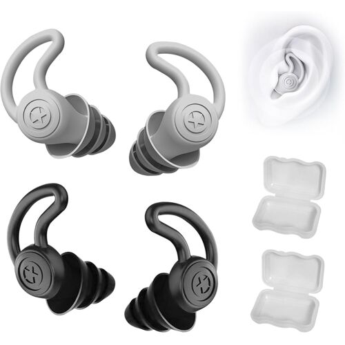 2 Paires Bouchons Doreilles Anti Bruit, Bouchon D'oreille Pour Dormir,Confortables, S, Pour Dormir, Voyager Réduction Du Bruit, Protection Auditive, Natation,Étanche -Noir, Gris