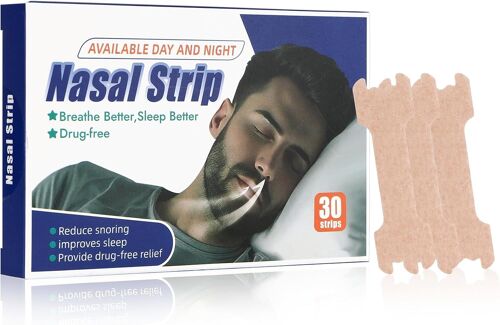 30 Pièces Bandelette Nasale Anti Ronflement,Bandes Nasales Extra Fortes,Bandes Nasales Respirantes Pour Soulager Un Nez Bouch,Anti-Ronflement Efficace,Vous Aide À Mieux Respirer 