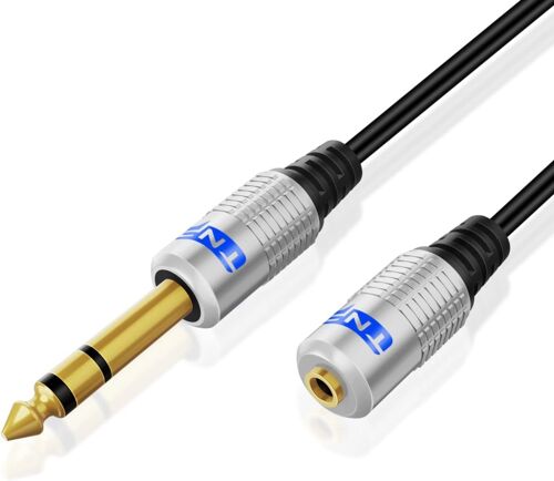 Câble Audio Jack Adaptateur 6,35mm Mâle vers 3,5mm Femelle Câble de Prise Jack Stéréo TRS Bidirectionnel avec Connecteur Plaqué Or pour Ipod, Ordinateur Portable, Home Cinema, Amplificateurs (2m)