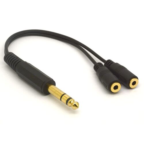 Répartiteur de câble 6,35 à 3,5 mm, prise jack stéréo TRS mâle vers double femelle 1/8"" (20 cm)
