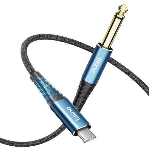 Câble d'enregistrement USB C vers Jack 6.35mm TS pour Câble basse/guitare compatible avec ordinateur portable/PC/smartphone disposant de ports USB C (2M)