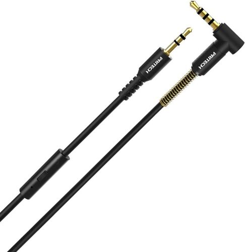 Câble Audio stéréo, Adaptateur Jack 3,5 mm avec connecteurs en métal plaqué Or avec Microphone 1 mètre. (Noir)