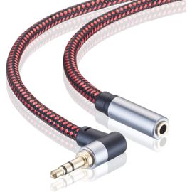 Câble d'extension audio 3 m, angle droit 3,5 mm mâle vers femelle câble audio stéréo avec cuivre plaqué argent, compatible avec iPhone, tablettes, Sony Beats, casque PS4 (3 m)