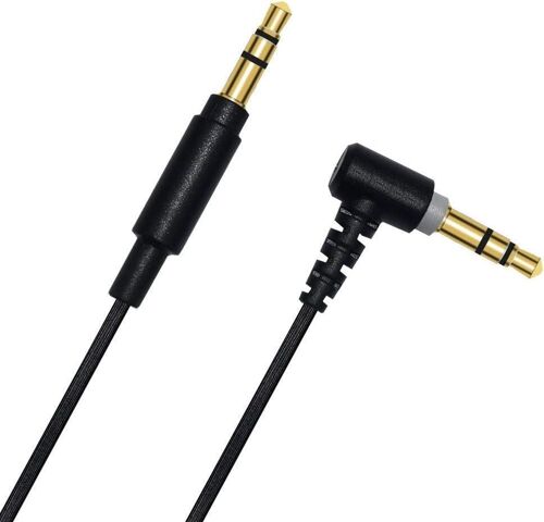Cablepelado Câble Audio stéréo Jack 3,5 mm, mâle, coudé, doré, 1,5 mètres, Noir
