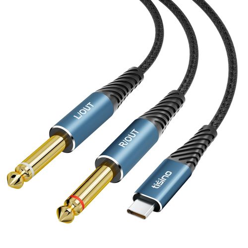Câble audio USB C vers Jack 6,35mm, 2m Câble USB C vers TS pour la connexion de smartphones, tablettes et ordinateurs portables à un amplificateur, une table de mixage ou un haut-parleur