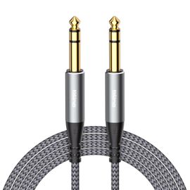Jack 6.35mm TRS Cable - 1M¿Câble audio stéréo 6.35mm mâle symétrique en nylon tressé pour moniteurs de studio, tables de mixage, haut-parleurs