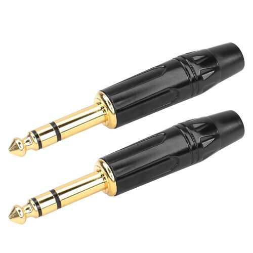 Fiches Stéréo 1/4, 6,35 Mm, Connecteur Audio Trs Plaqué Or Pour Remplacer La Prise Usée Sur Le Câble (Lot De 2)