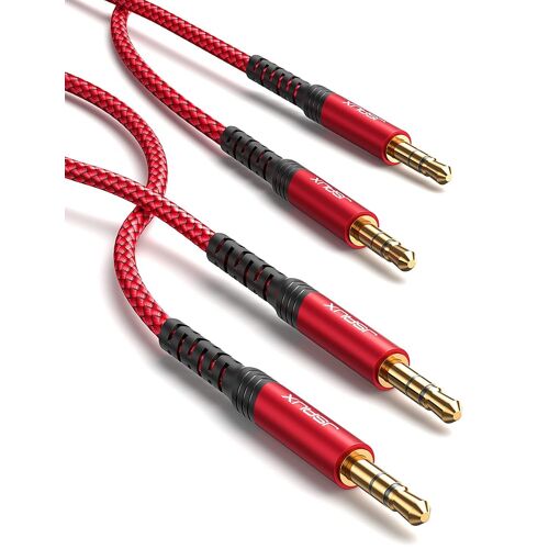 Lot de 2 câbles audio auxiliaire 3,5 mm - 1,8 m - Câble jack en nylon pour casque, Samsung Galaxy S10 S9 S8, iPhone, Echo dot, systèmes stéréo de maison/voiture, smartphones, lecteurs MP3 et