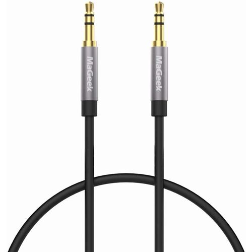 Câble Audio Auxiliaire de 3,5 mm Court (0,5 mètres) Câble audio stéréo Mâle vers Mâle pour les écouteurs Beats, iPhone, iPod, iPad, Autoradio, Chaîne Stéréo, etc. (Noir)