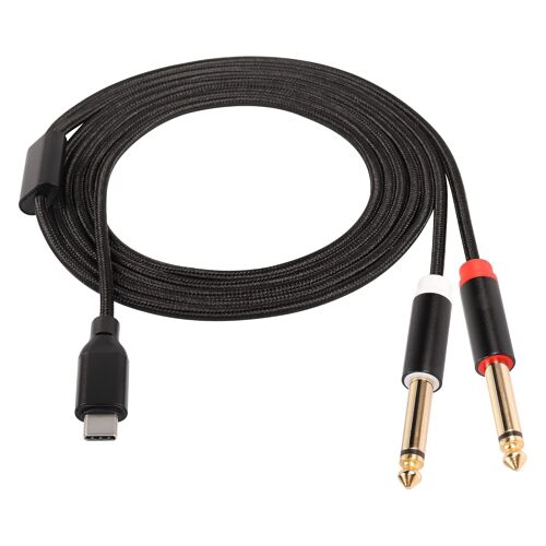 Câble stéréo USB C vers double TRS de 6,35 mm, USB C vers câble audio de 6,35 mm, câble répartiteur USB de type C mâle vers 2 x mono mâles de 6,35 mm pour tablette, ordinateur portable