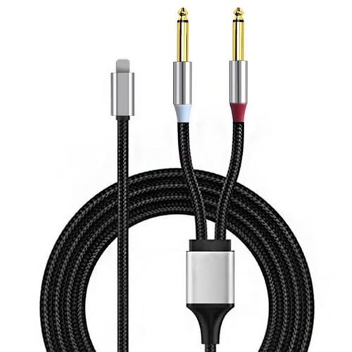 Câble jack 6,35 mm 1/4"" stéréo Y répartiteur audio adaptateur auxiliaire 6,6 FT/2 m compatible avec iPhone 14/14 Pro/13/13 Pro/12 Pro/11 Pro pour amplificateur, mixeur, haut-parleur, casque