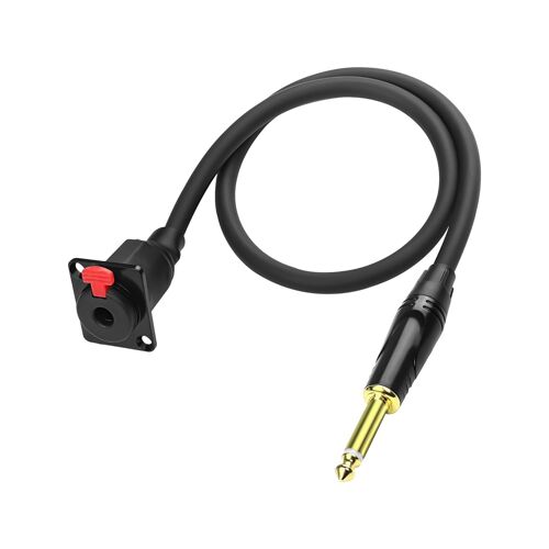 TIANYI-Câble adaptateur de type D 6,35 mm 1/4"" vers 6,35 mm mono mâle 6,35 mm femelle vers fiche TS 6,35 mm avec haut-parleur plaqué or - Câble d'extension pour casque - 0,5 m